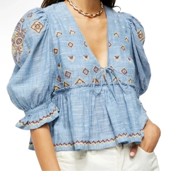 ✨Host Pick ✨ “FREE PEOPLE”  Talulah Embroidered Top, Ladies Size Small - Picture 2 of 12